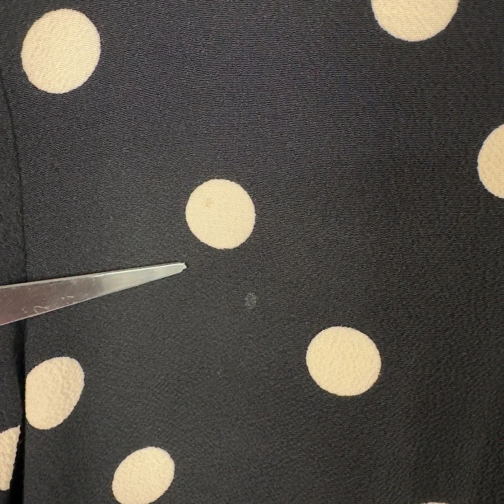 Kate Spade Dress Womens 0‎ Black Tan Polka Dot Ruffle Trim Feminine Quiet Luxury